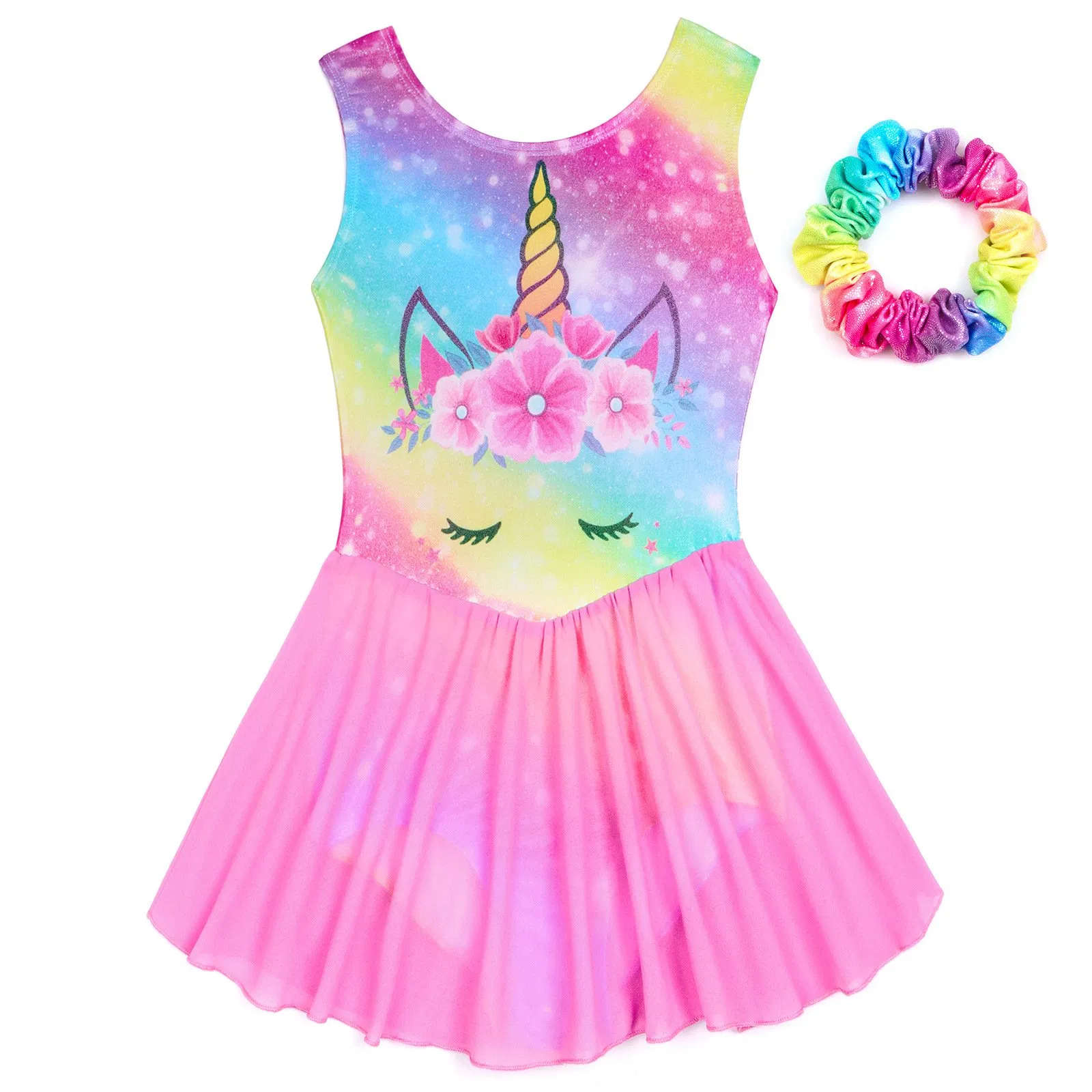 Gymnastic Girls Gymnastic Kids Chiffon Unicorn Practice Dance Bodysuit Dress Gym Wear