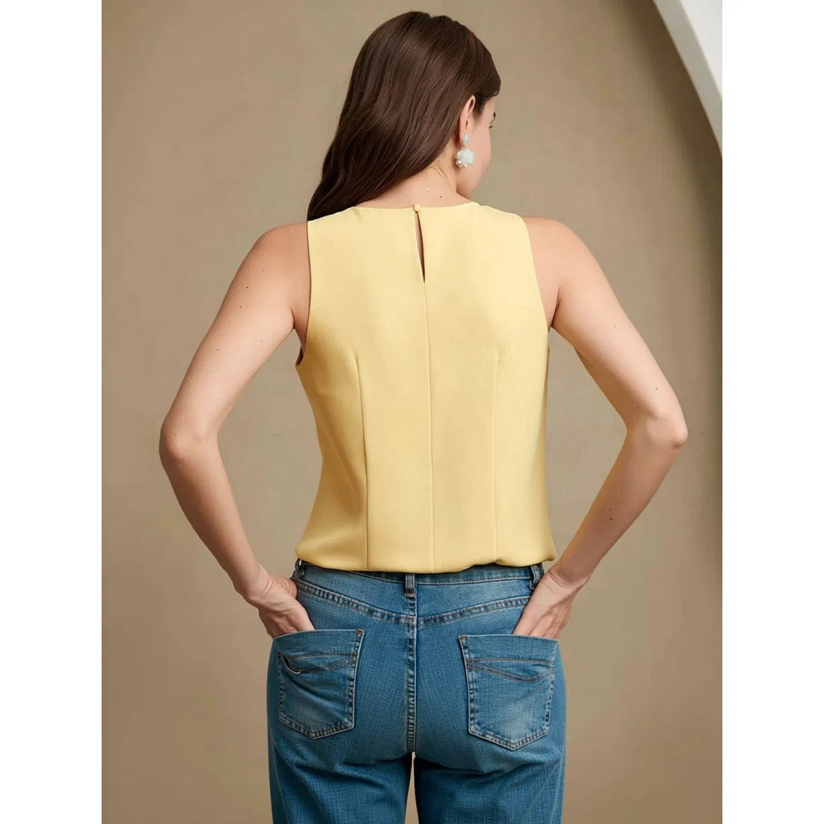Yellow 3D Floral Applique Sleeveless Crop Top