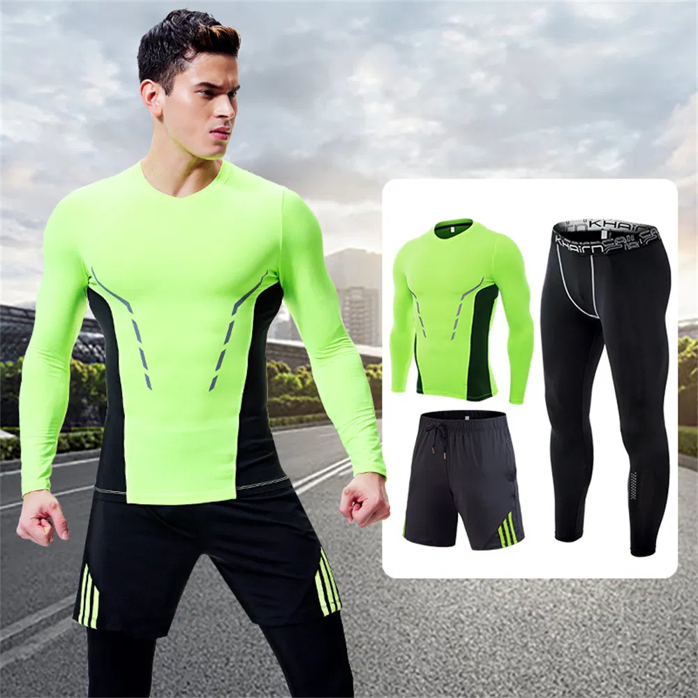SJ-MT2027 Workout Clothing Dropshipping Custom Logo 3 Pieces Set Polyester Sportswear Compression Fitness Clothes Men Gym Wear