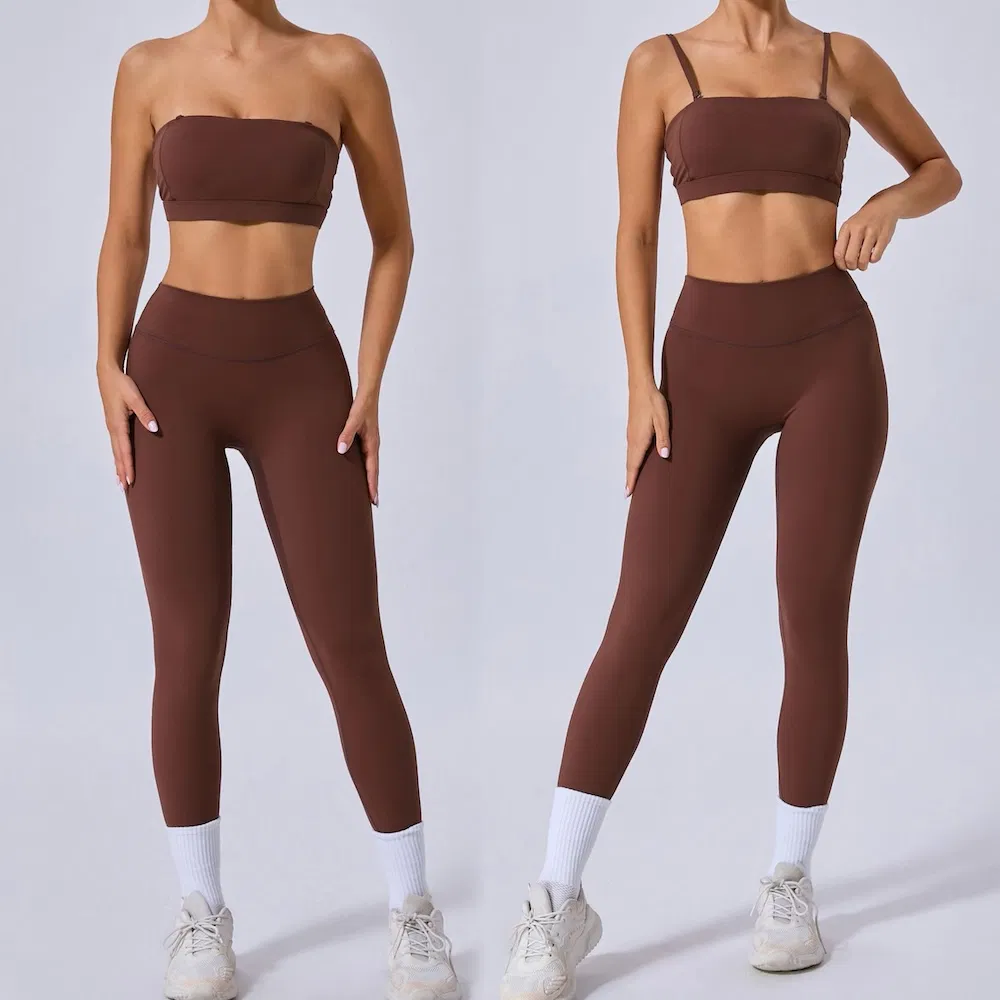 Tianchen New Design Bold and Stylish Workout Wear for Women, Sports Bra with Removable Straps + High Waisted Yoga Leggings Trendy Pilates Gym Outfits