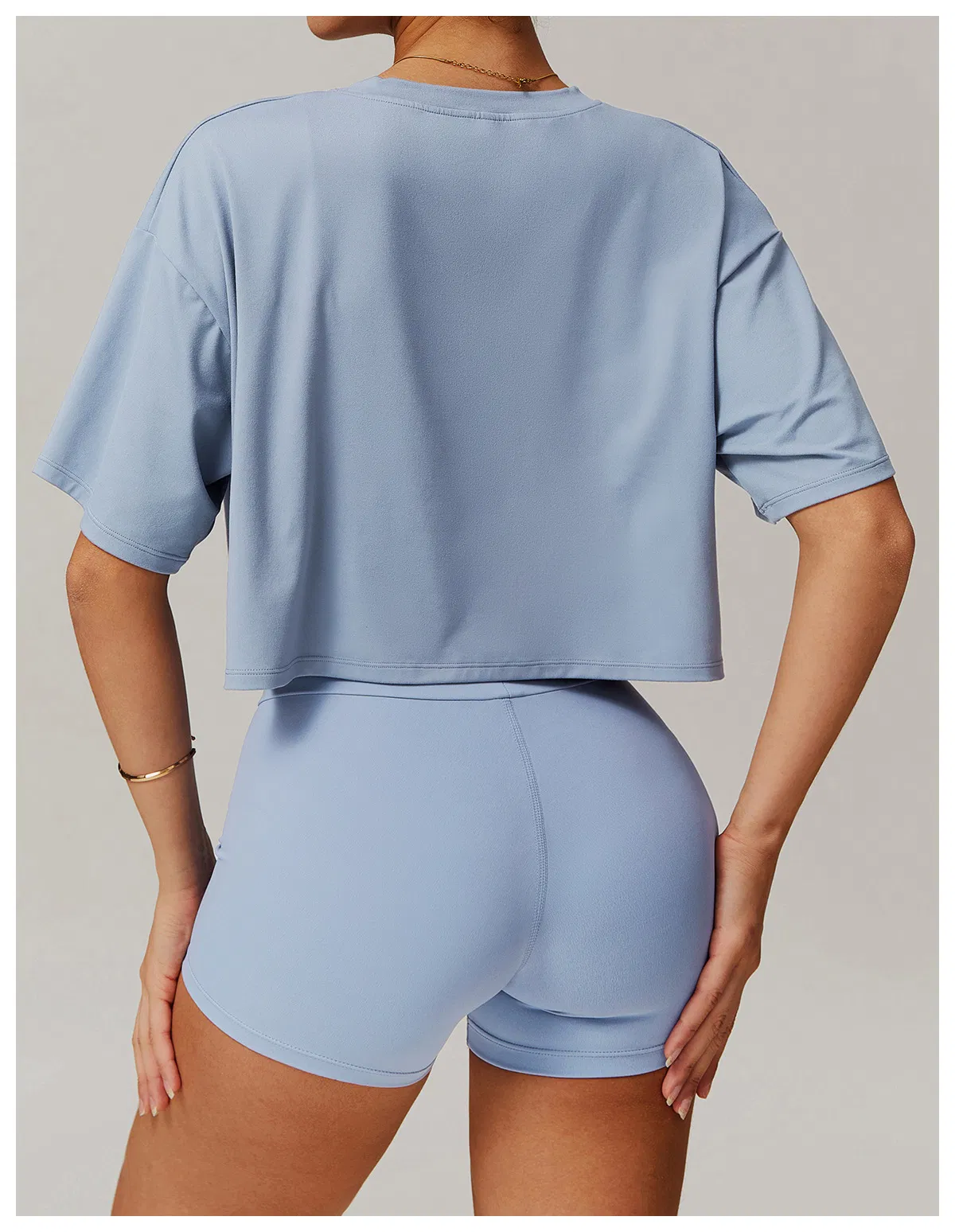 Women Short-Sleeve Cropped T-Shirts Crew Neck Loose Crop Top Summer Casual Tees