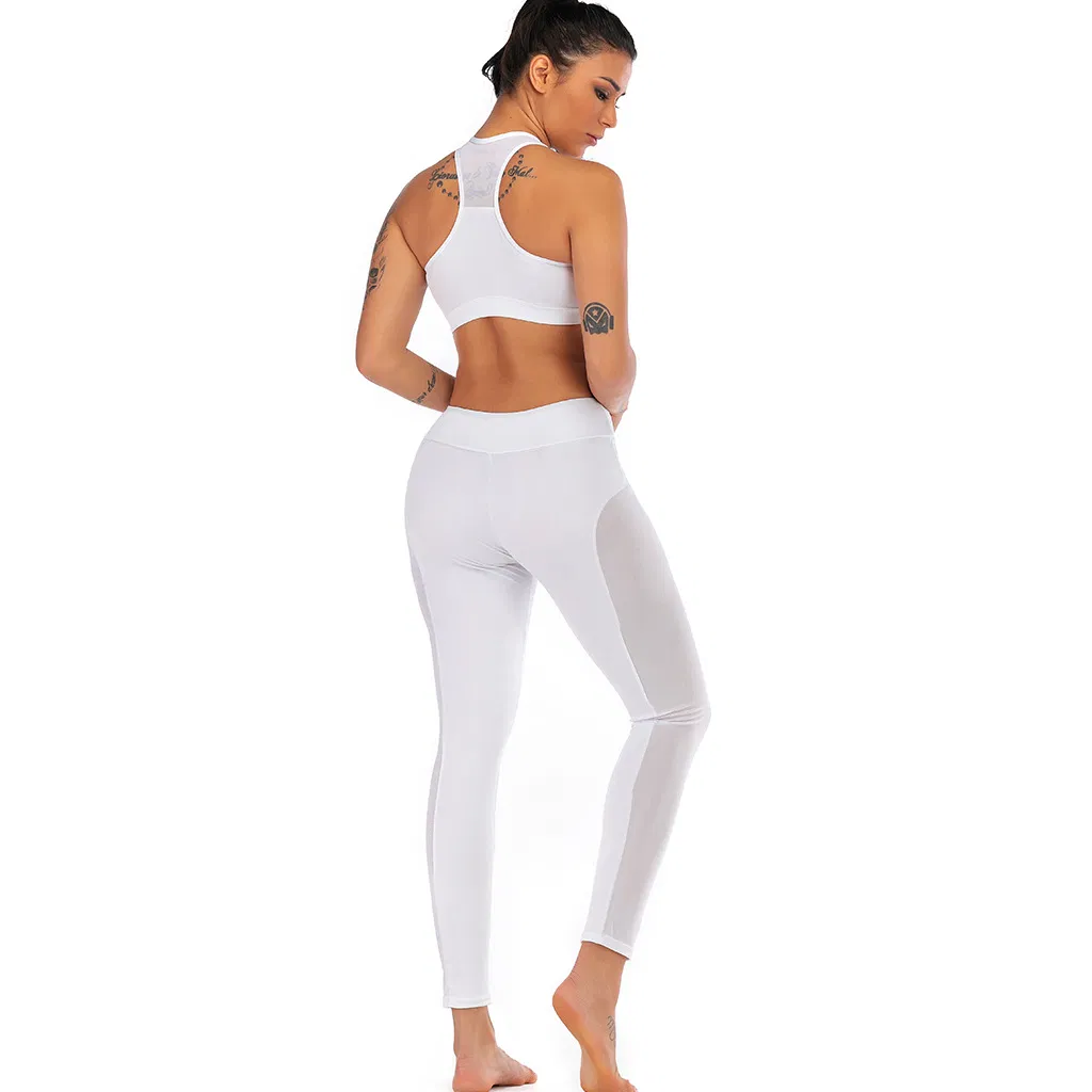 Custom Women Fitness Wear Compression Gym Athletic Fitness Mesh Breathable Two Piece Sportwear