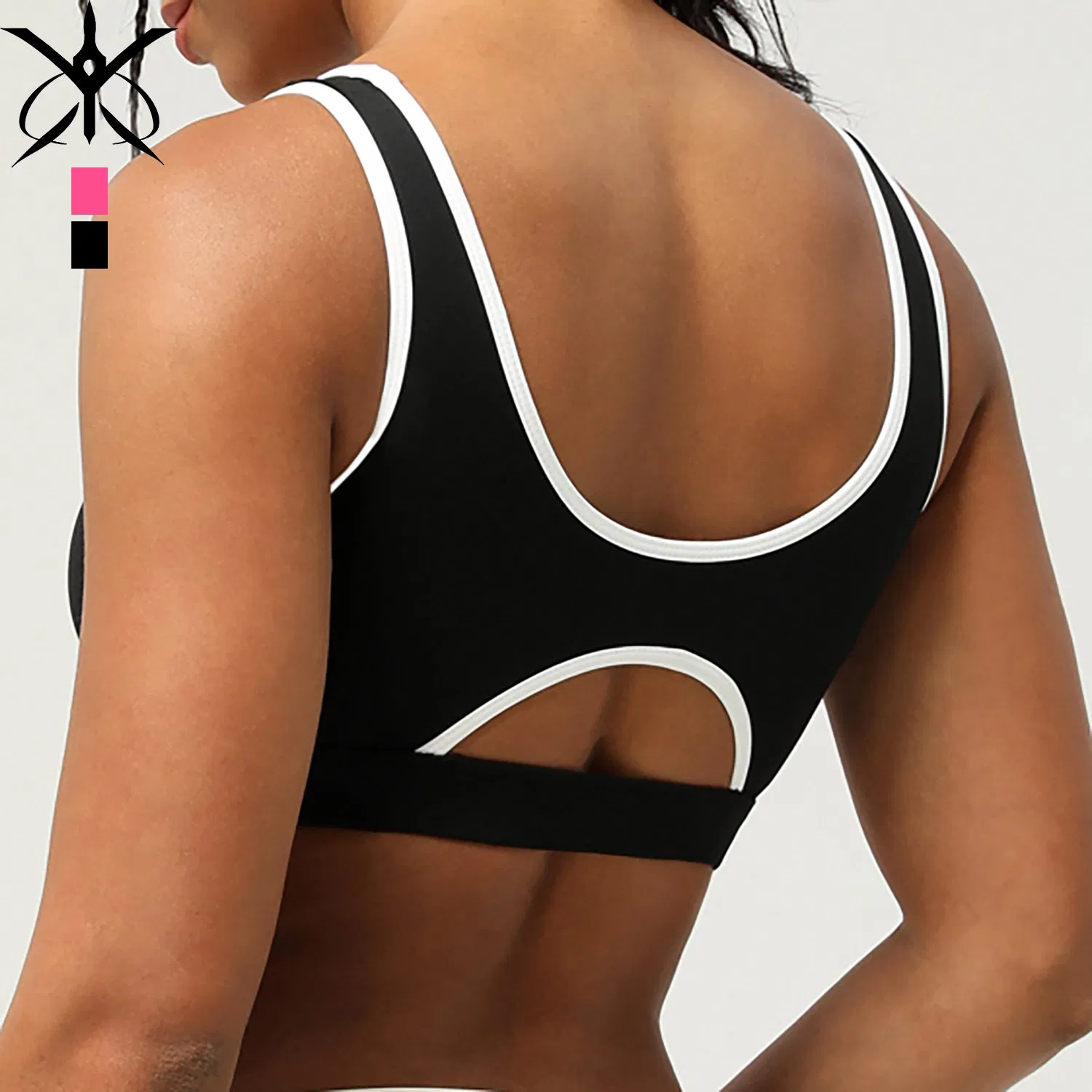 Colorblocking Sports Underwear Hollow out Back Yoga Running Fitness Bra