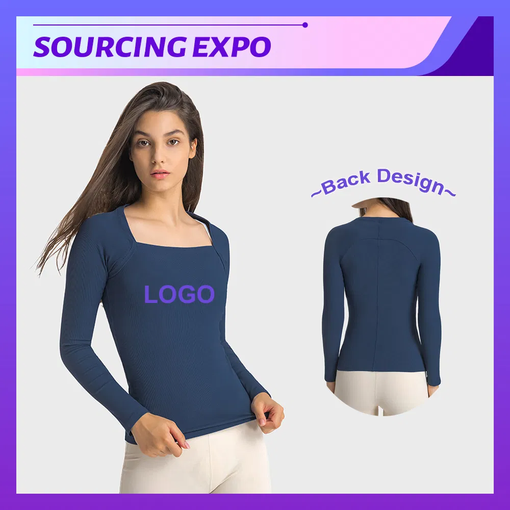 Long Sleeve Women Gym Yoga Workout Fitness Running Sport T-Shirts Training Sportswear Loose Quick-Drying Tees Wear