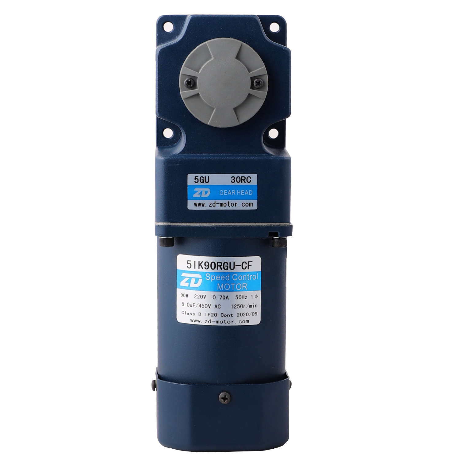 ZD Motor 40W 60W 90W 120W 180W 200W 250W Right Angle Hollow Shaft Speed Control AC Gear Motor for Conveyor 6GU50RT