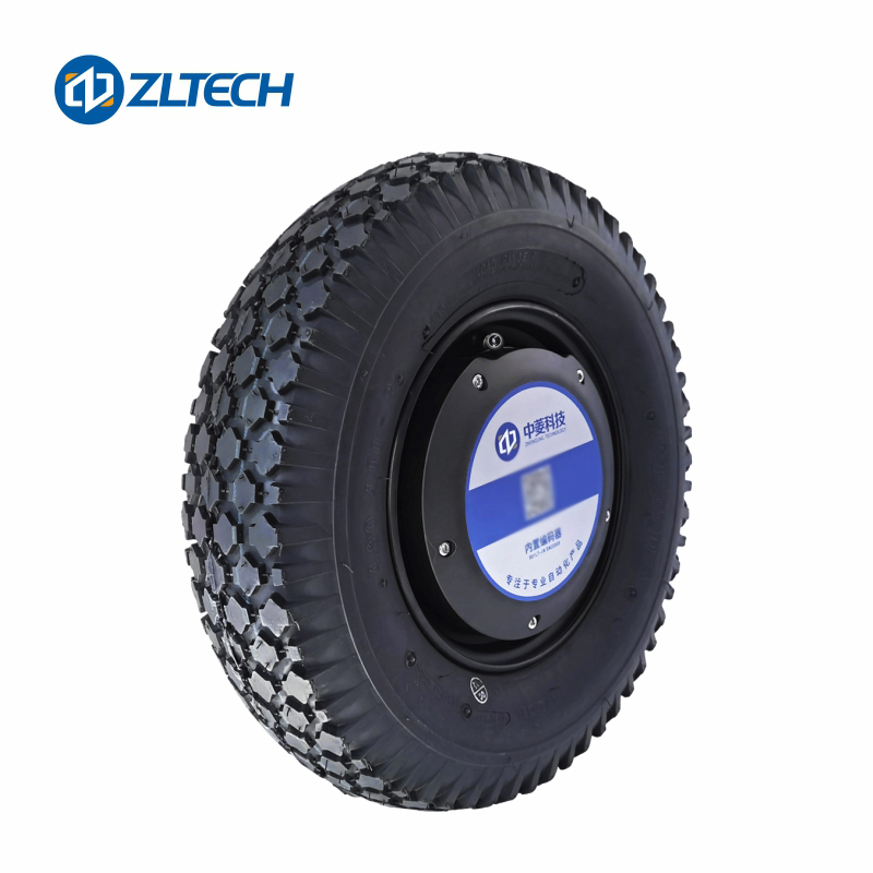 16 Inch 48V 800W 300kg Load Encoder Single Shaft Brushless Dc Rubber Tire Electric Wheel Hub Servo Motor For Agriculture AGV