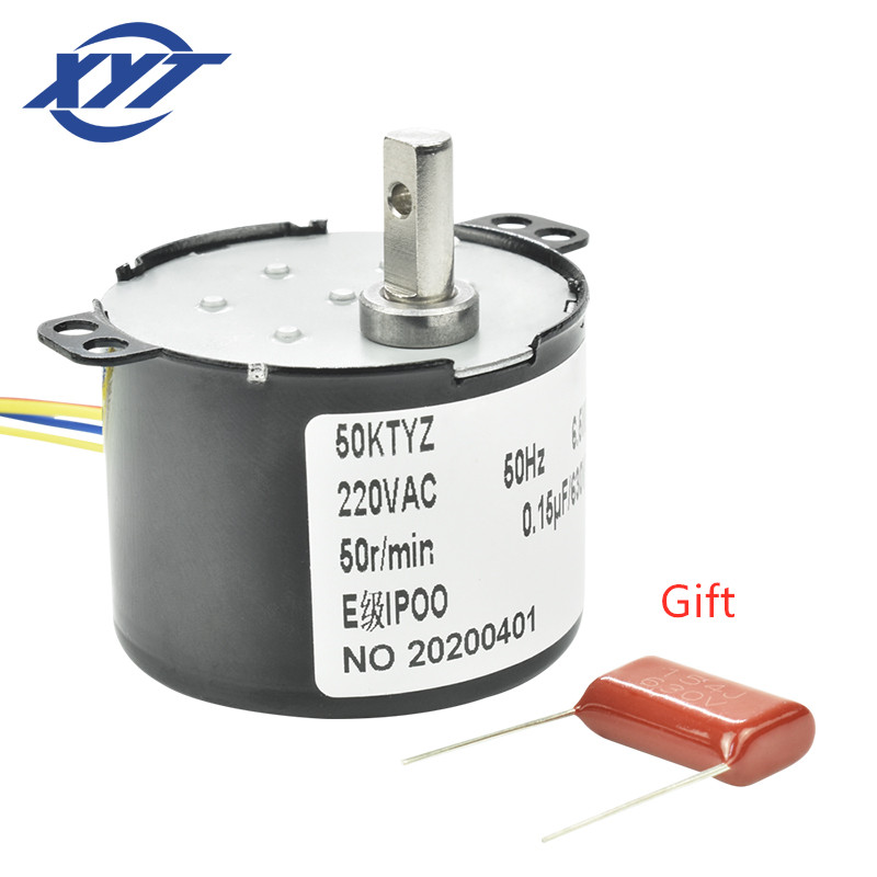 XYT 50KTYZ Mini AC Electric Motor Gearbox 220V Single-Phase 50Hz Low RPM 60 with Synchronous Motor for General Machinery