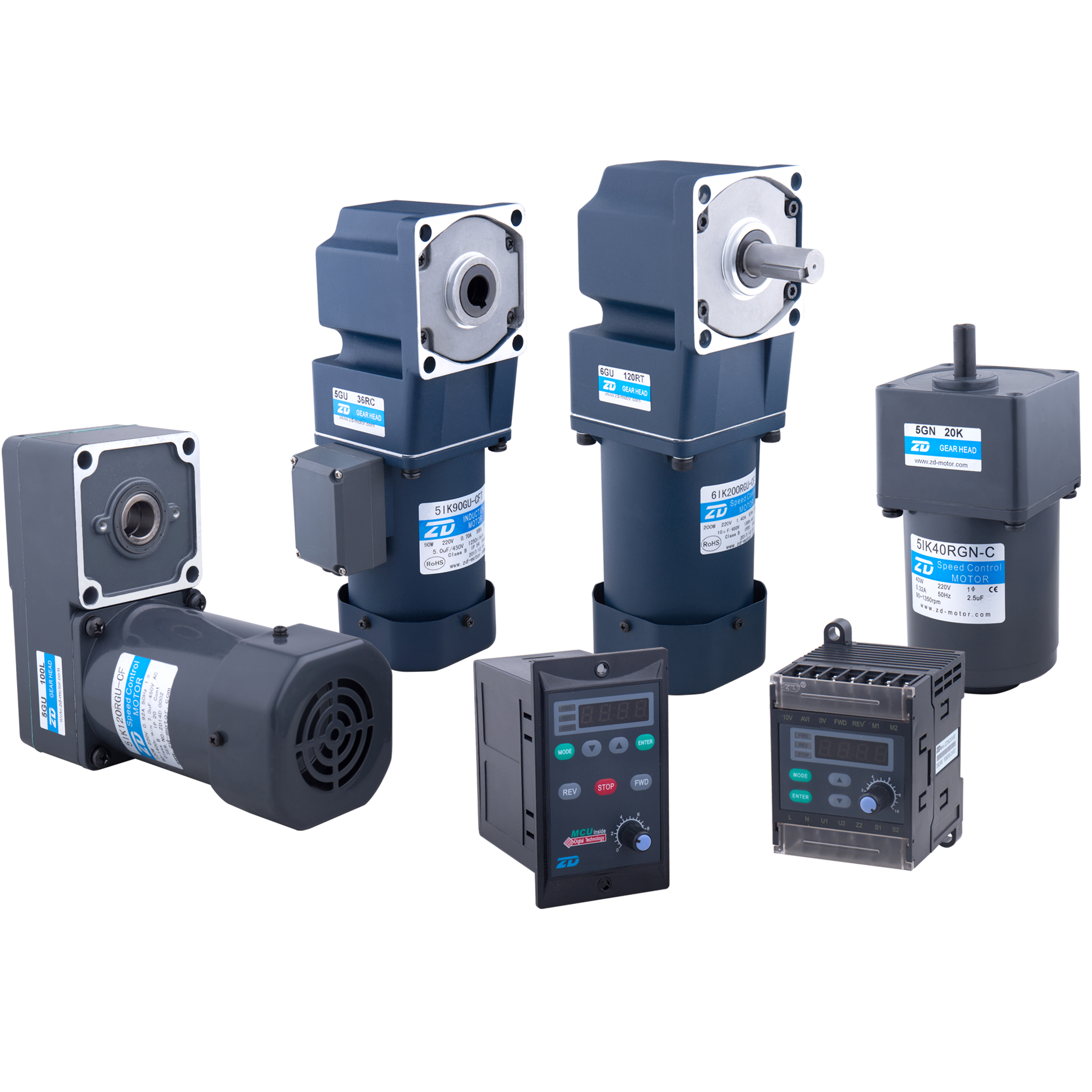 ZD Motor 40W 60W 90W 120W 180W 200W 250W Right Angle Hollow Shaft Speed Control AC Gear Motor for Conveyor 6GU50RT