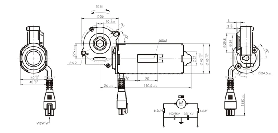 DC Brushed Motor Drawing