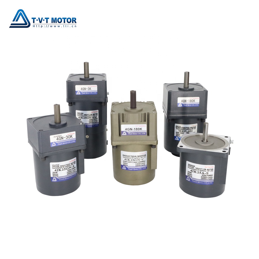 AC Gear Motor 6W to 400W Single Phase 220V Fixed Speed with 60mm-120mm Gearbox Flange Mounted Aluminum