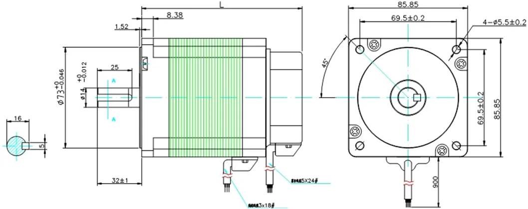 BLDC Motor Dimensions Drawing