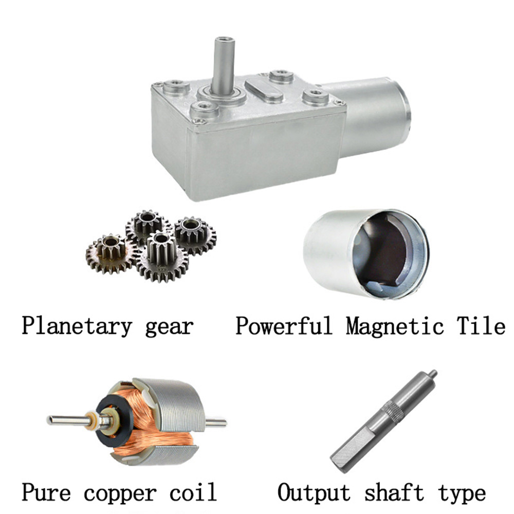 46SGM370 DC Gear Motor Self-locking Gear High Torque 6v 12v 24v Turbine Worm Gear Speed Control Motor Low Speed