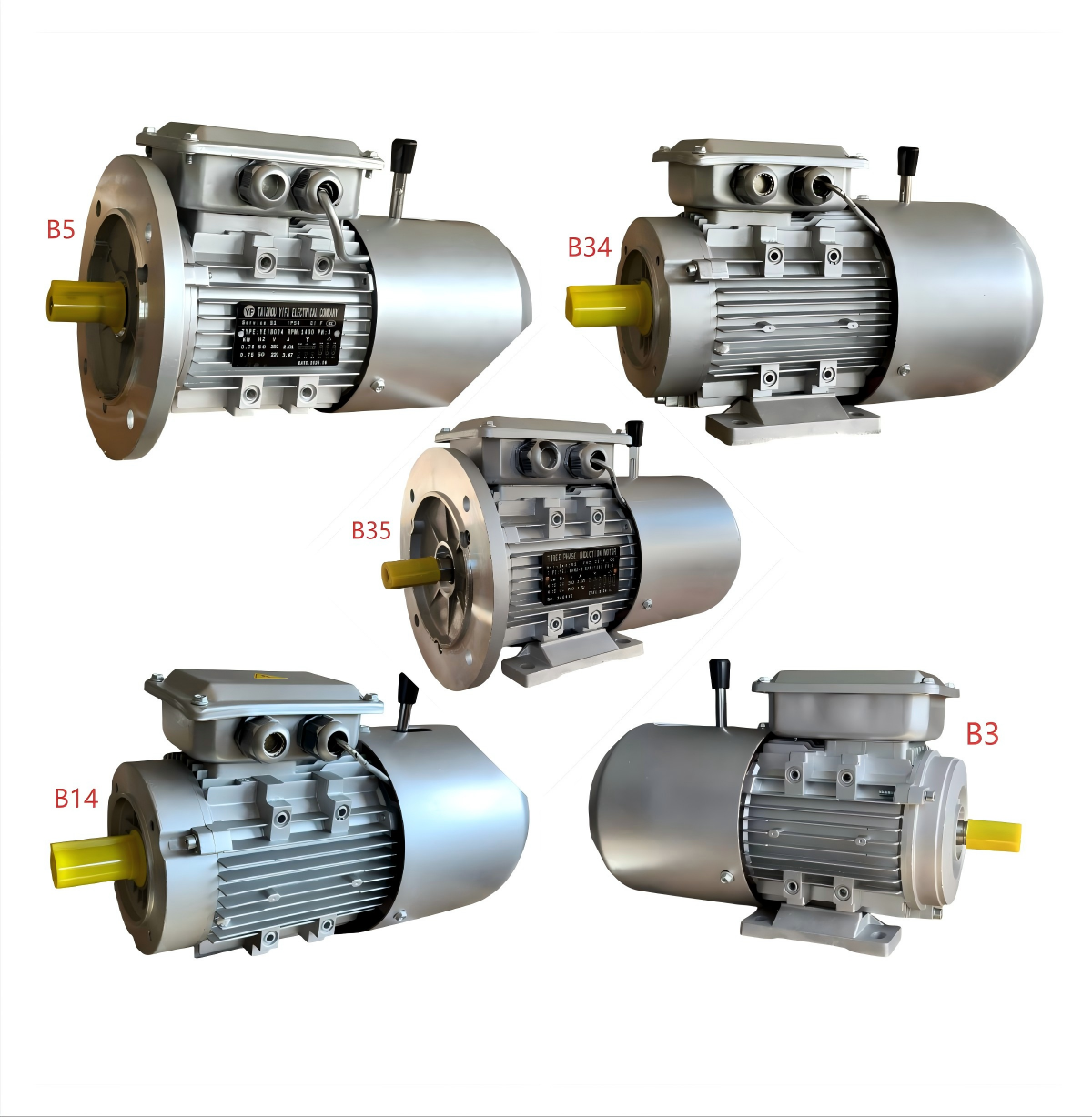 Fast Braking Three Phase 4 Pole Asynchronous Brake Motor 380V IE3 Efficiency IP54 Protection Aluminum Housing 1400 RPM Hoist