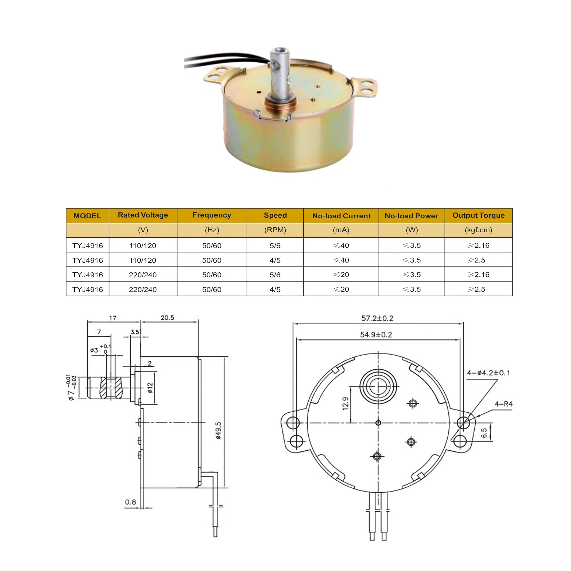 220-240V Electrical AC Synchronous Motor 3r/3.6r for Egg Incubator/Microwave