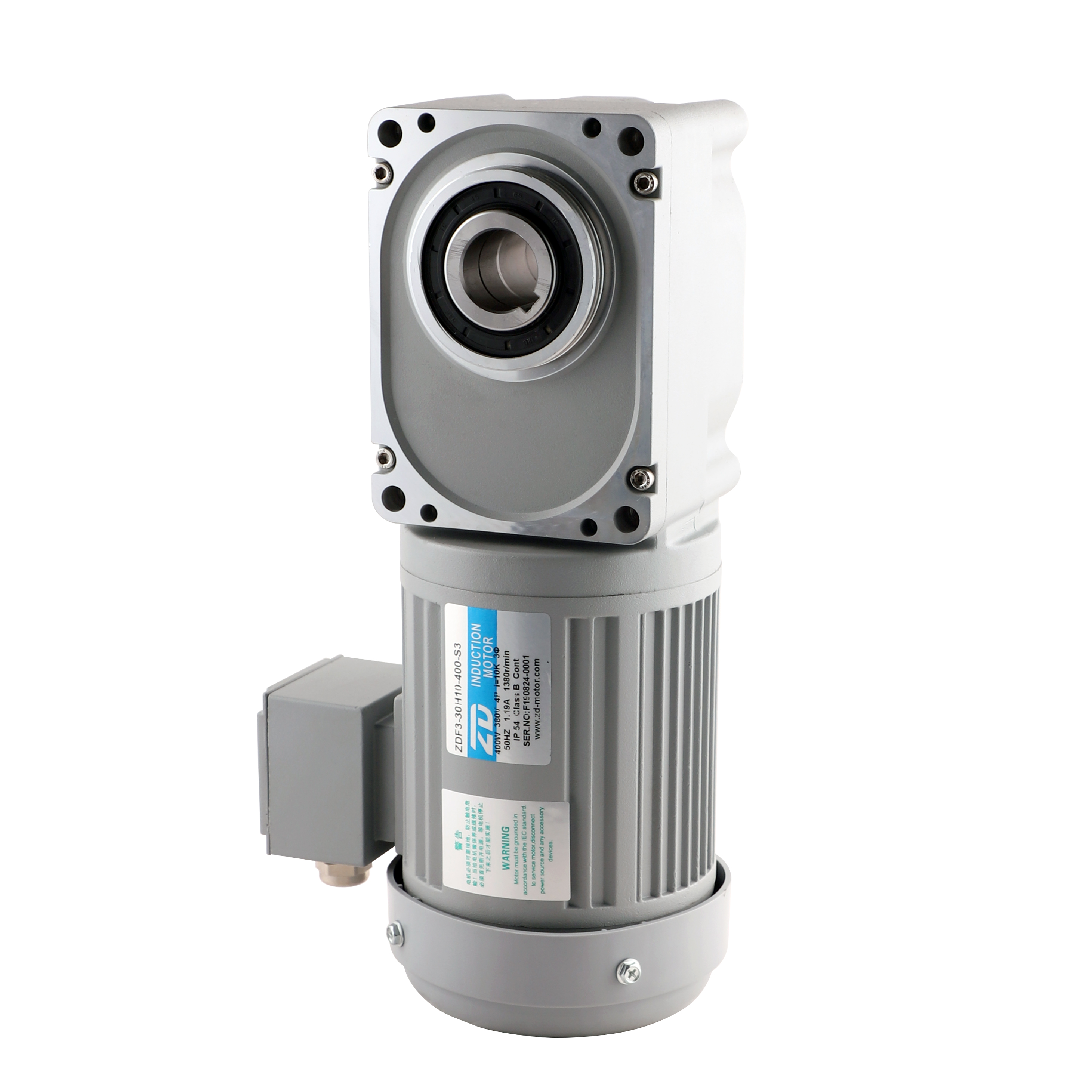ZD Motor 3 Phase 0.1KW 0.2KW 0.4KW 0.75KW 1.5KW Right Angle Hollow Shaft Variable Speed Hypoid Gear AC Induction Motor