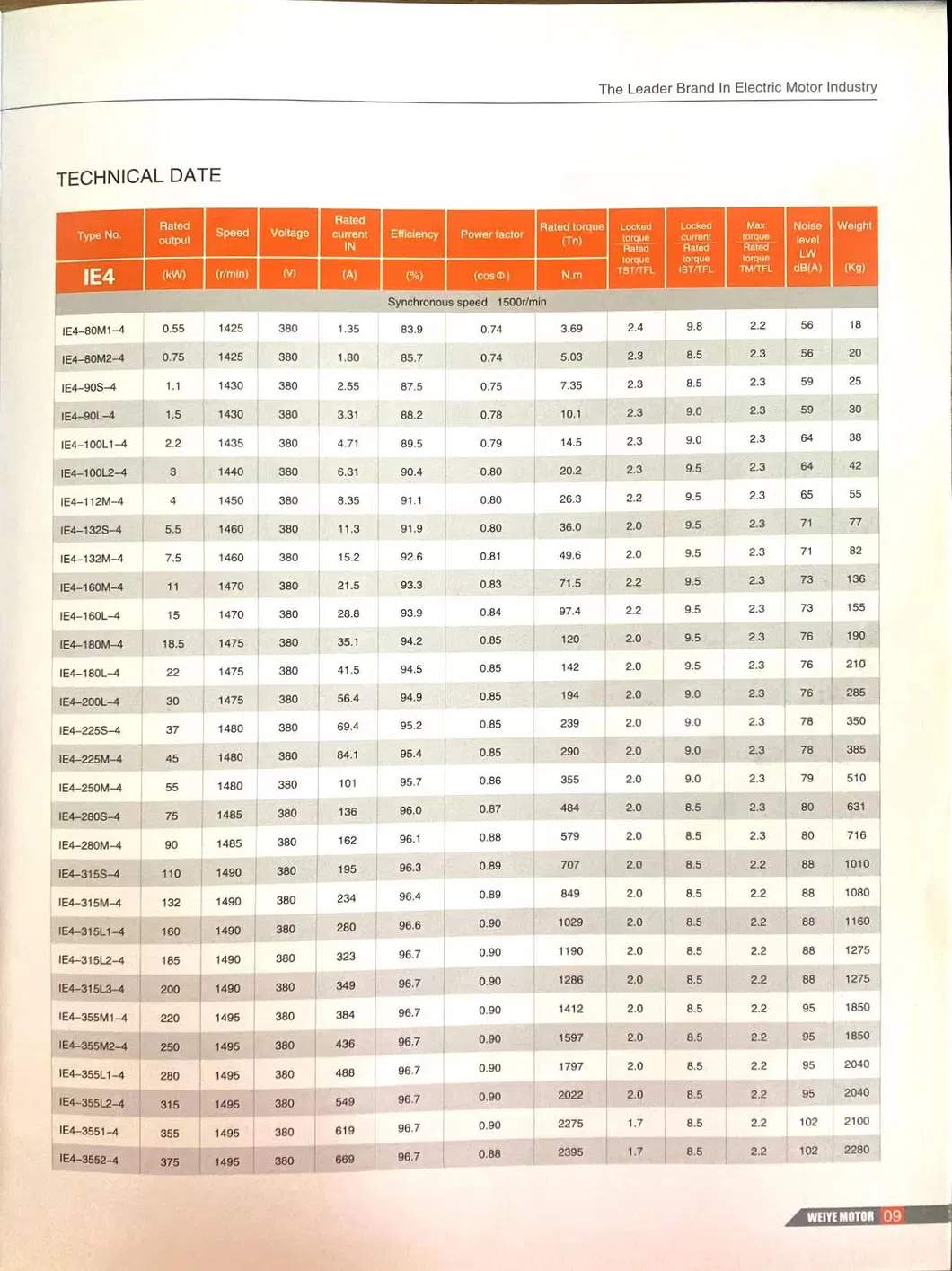 Industrial Motor Specifications