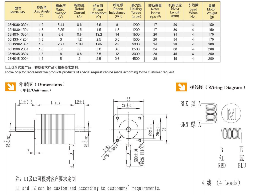 Linear Stepper Motor Technical Drawing