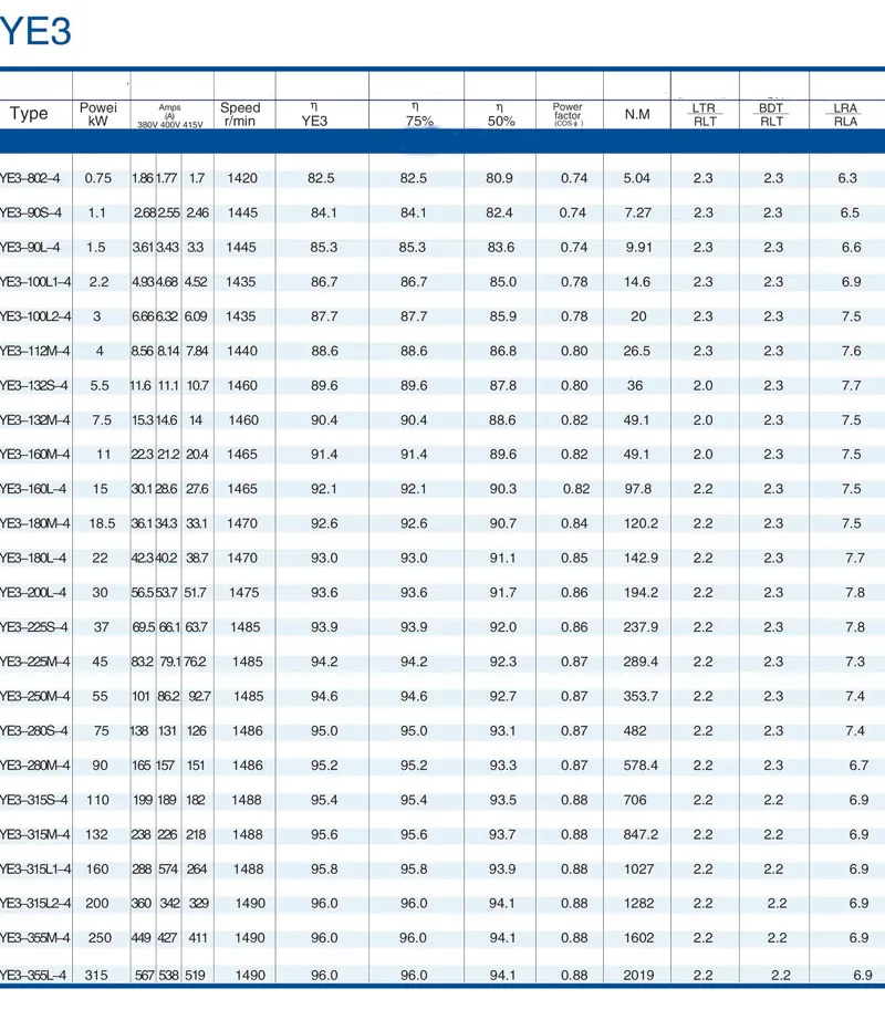 Motor Performance Chart