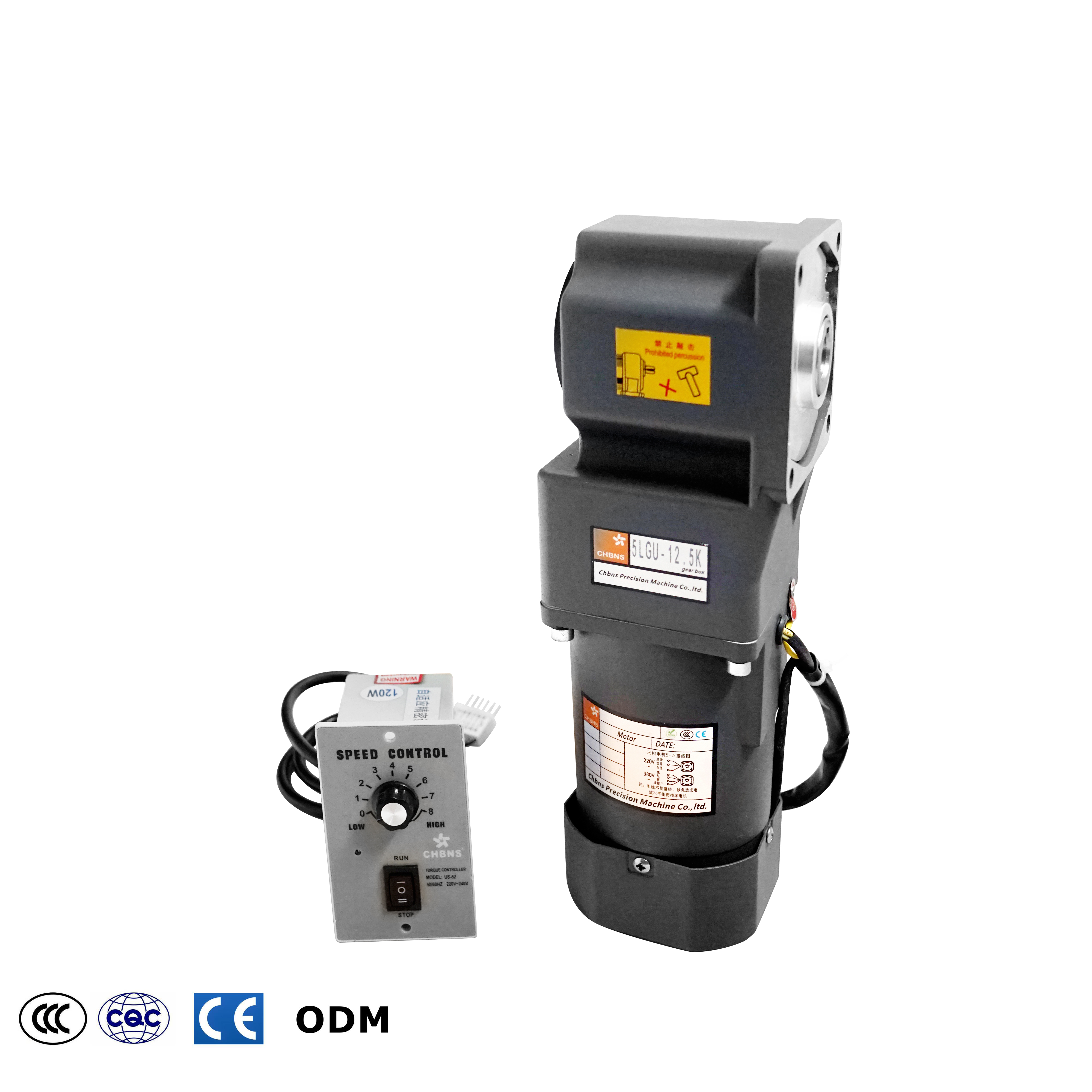 CHBNS Single Phase 220V AC 25W to 250W Right Angle Hollow Shaft Solid Shaft Gear Motor With Speed Controller