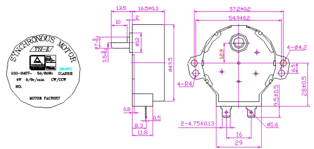 Synchronous Motor 49TYJ Specs