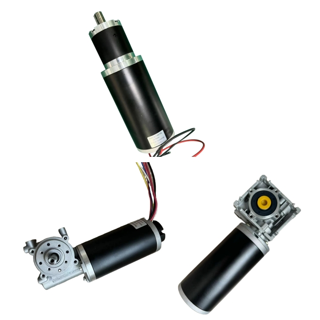 High Quality Low Noise Brushed or Brushless DC Gear Motor 24V 12V 36V 48V 60V 220V with BLDC Planetary / Worm Geared Reducer Gearbox Encoder Brake Integrated
