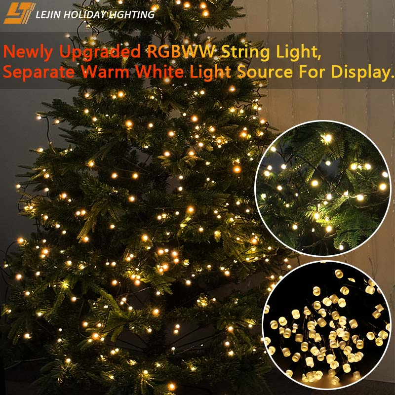 Hot Selling New Smart Product Rgbww APP DIY Music Festival Christmas Tree Decoration LED String Light