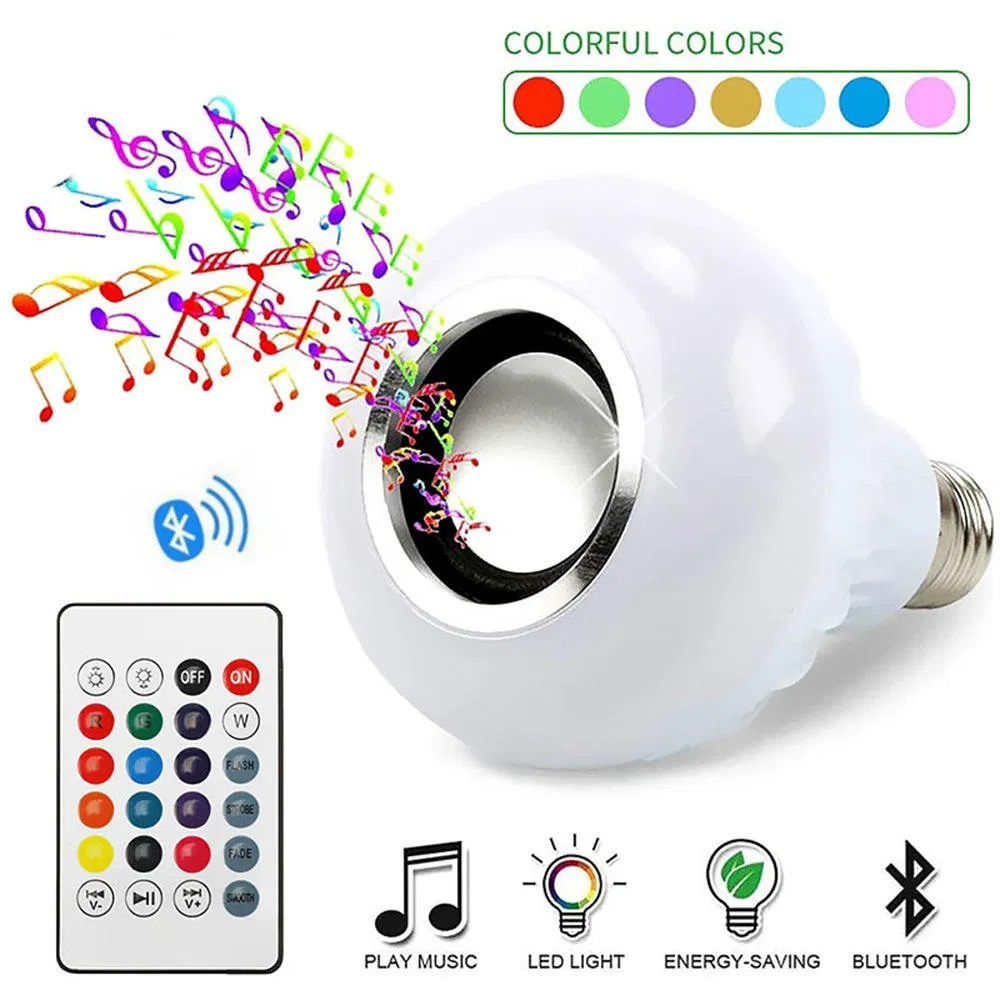 RGB Music LED Bulb with Wireless Remote Control &amp; Speaker Colorful Stage Smart Home Light