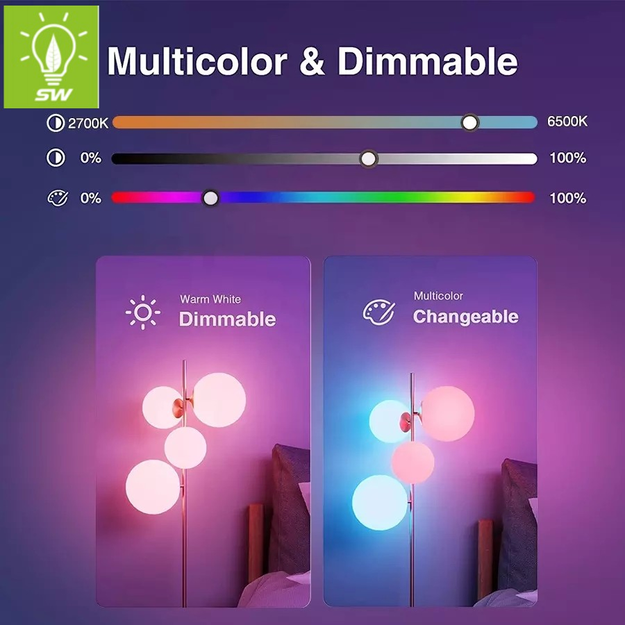 Indoor RGB Remote Control WiFi Smart LED Bulb Light A60/A55 New ERP Standard LED Lights 3W/5W/7W/9W/12W/15W Aluminum PBT Plastic Lighting LED Lamp Bulb