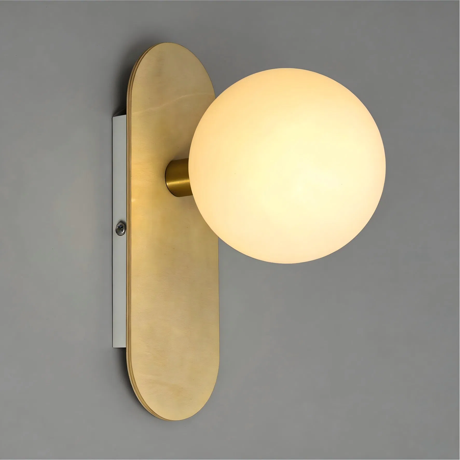 Hisoon Morden Design Brass Home Deco MDF Wooden Glass LED Wall Sconce