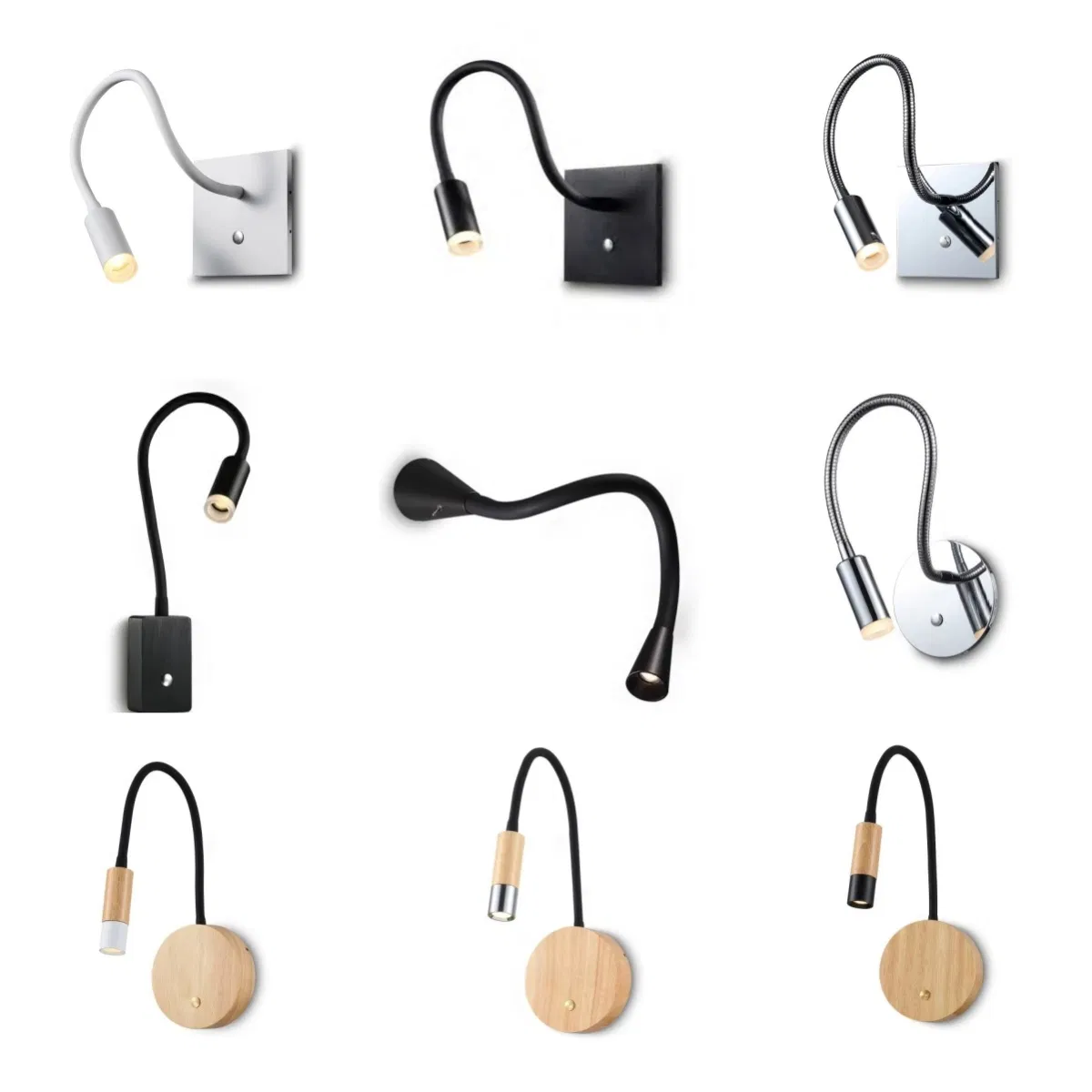 Wall Sconce with Touch-on Button and Flexible Head Wire LED Reading Lamp for Bedroom