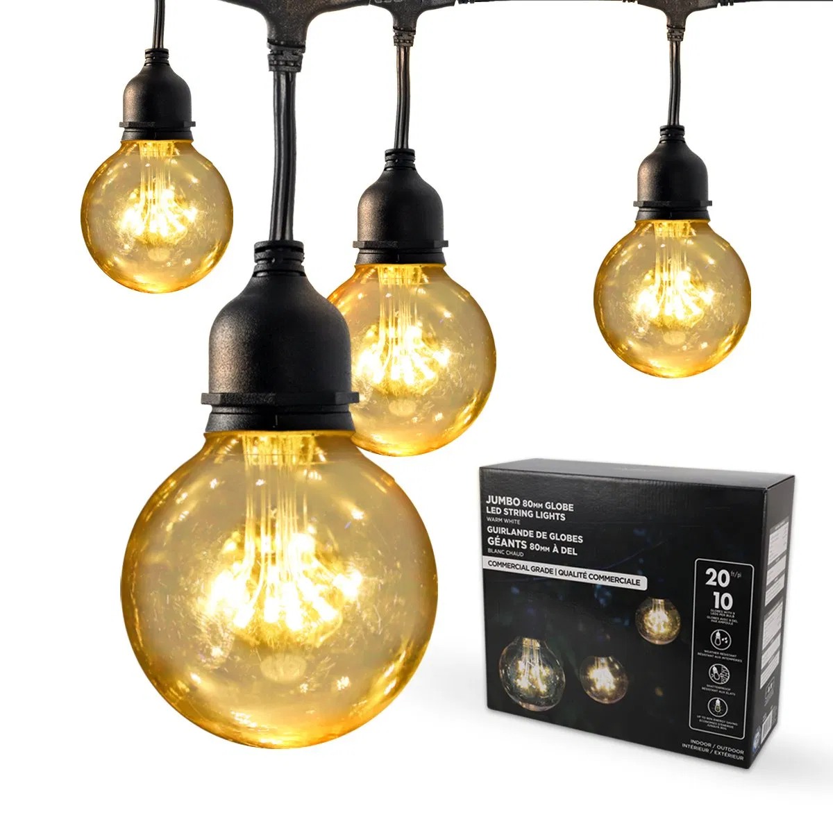 LED Colorful Light String Warm White Christmas Decorative G125 LED String Light