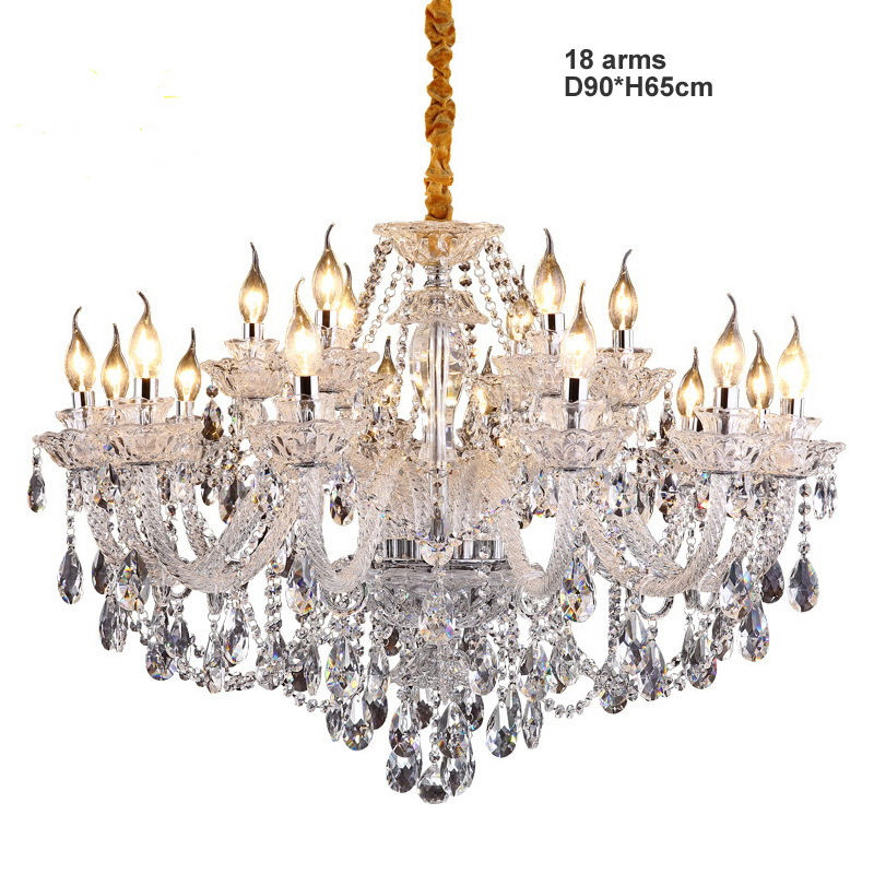 Luxury LED Candle Chandelier Lighting European Classical Indoor Decoration Hanging Lamp Traditional Crystal Pendant Light