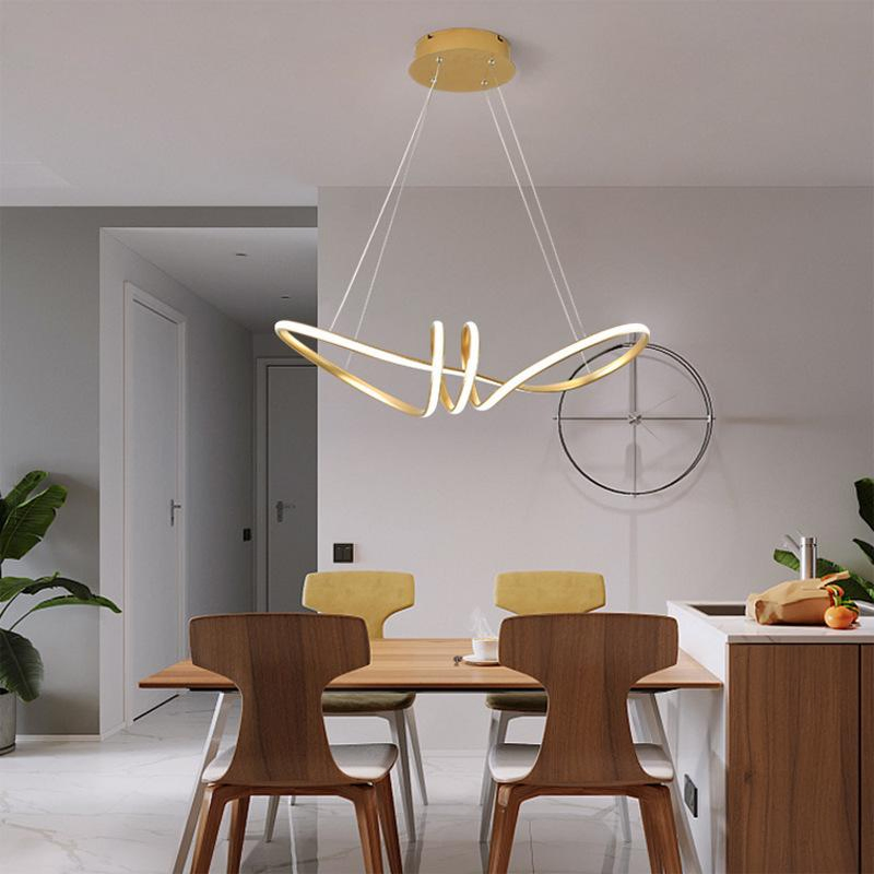 Smart WiFi APP Control Modern Ceiling Lamp Remote Control Decorative Loft Ceiling Light CCT Dimming Aluminum Acrylic Chandelier Simple LED Pendant Light