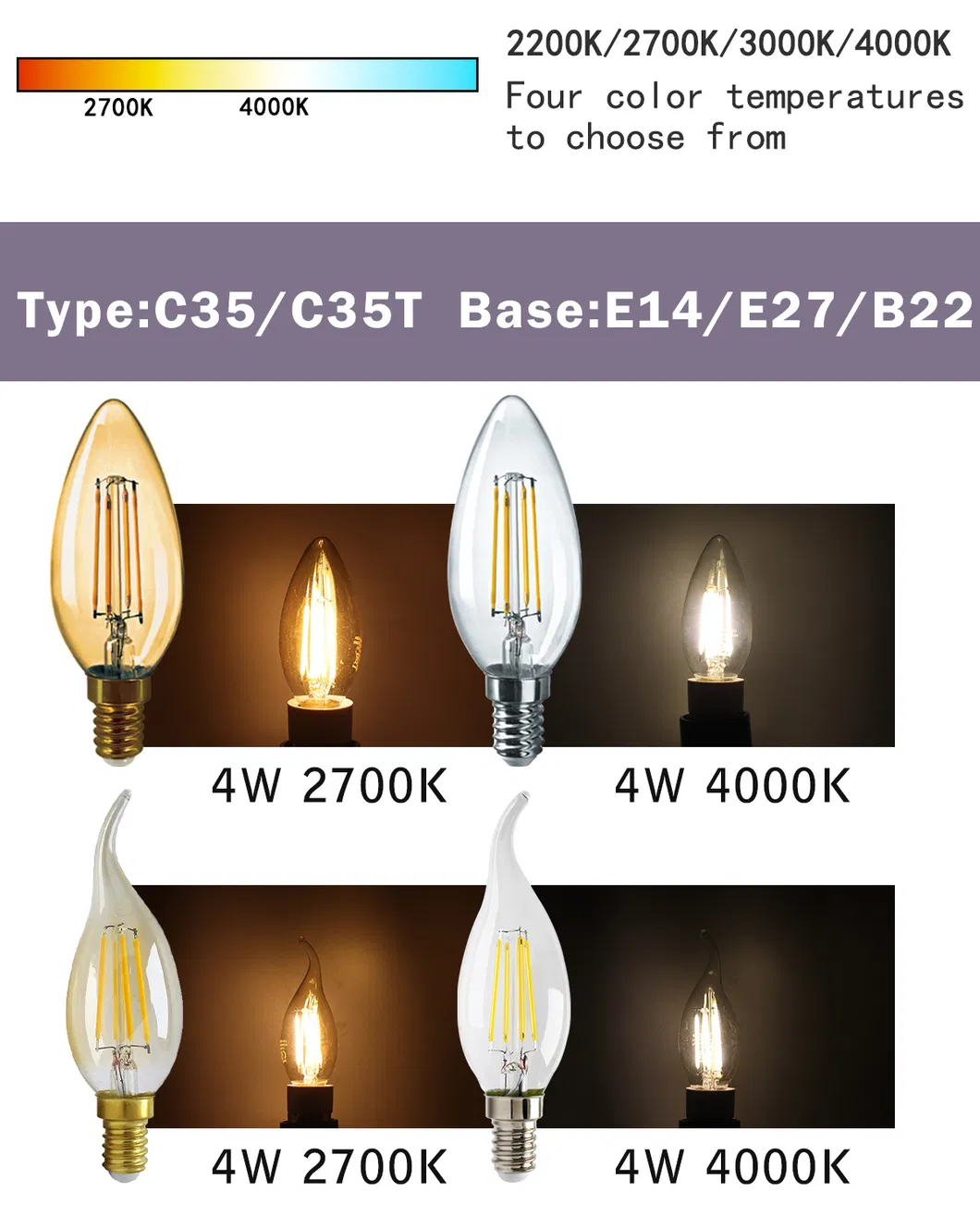 LED Filament Bulb G45