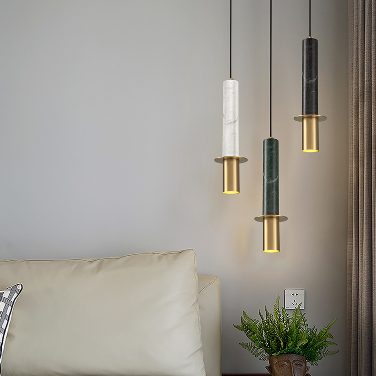 Modern Chandelier Pendant Lamp Iron Marble Lobby Hotel Decorative LED Pendant Lighting