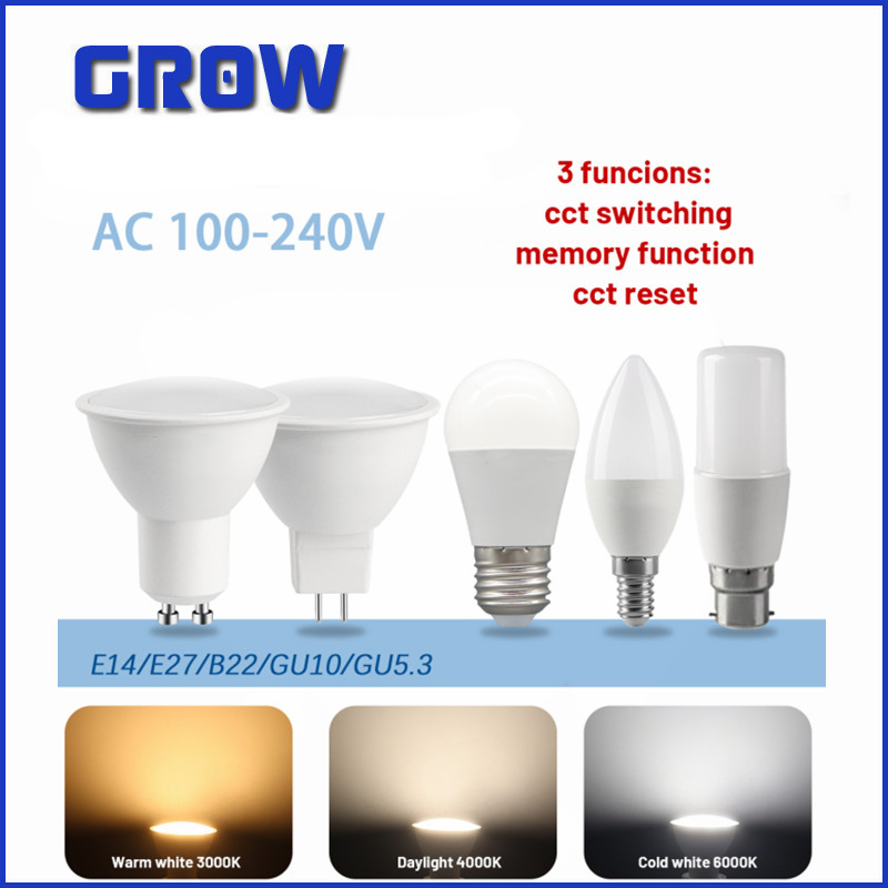 C37 T37 GU10 MR16 G45 CCT Change 3000K 4000K 6500K 3W-9W 100-240V IP20 Smart LED Bulb for Indoor Lighting