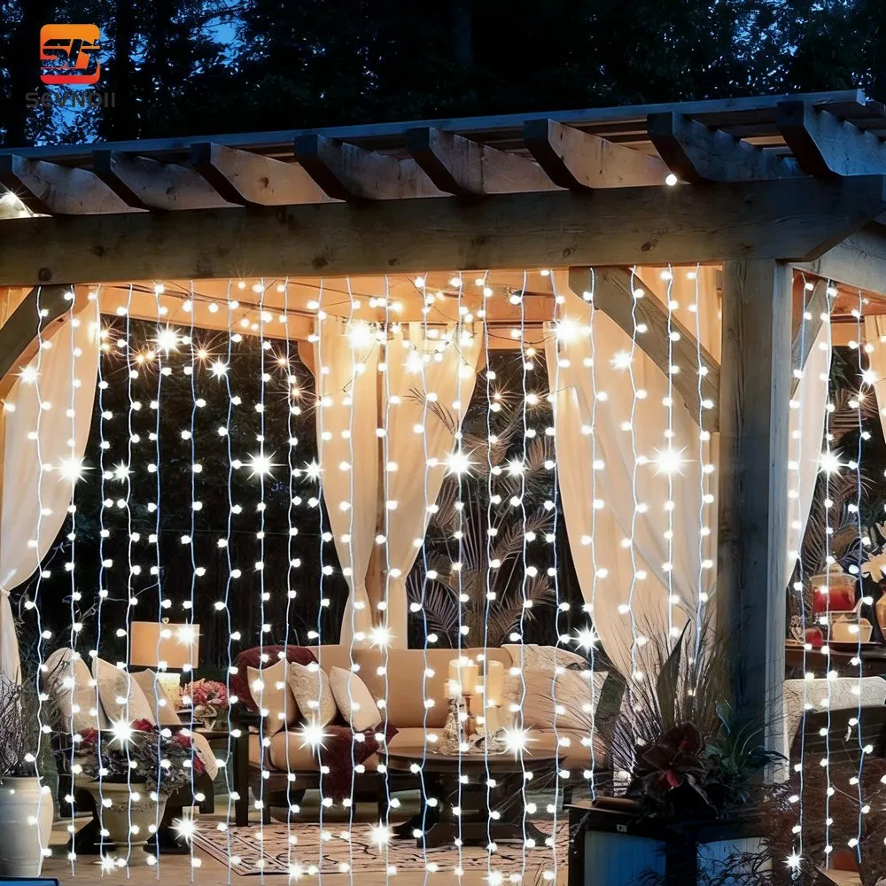 Commercial Grade Waterproof Flashing String Lights IP65 Rubber Wire Connectable LED