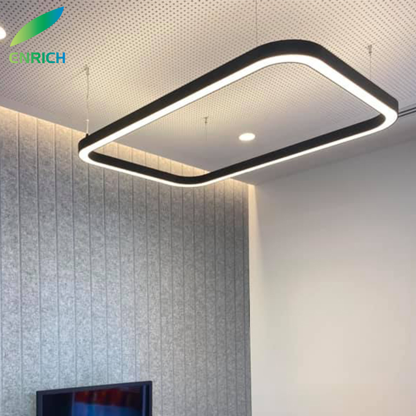 Rectangular LED Linear Light Round Corner LED Square Pendant Light for Studio Office Building Shopping Mall