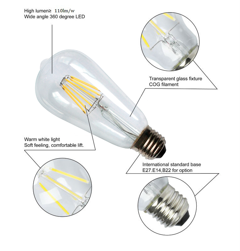Wholesale St64 E27 LED Light Home Glass Lighting Vintage Electrical Bulbs Lights Foco Vintage Tipo Edison