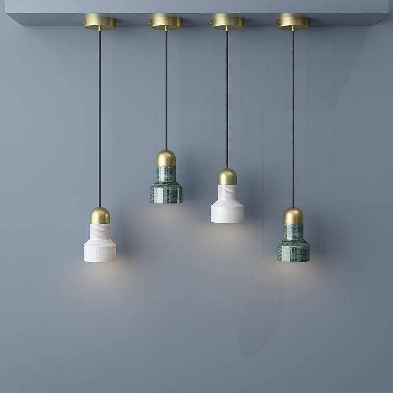 Modern Chandelier Pendant Lamp Iron Marble Lobby Hotel Decorative LED Pendant Lighting