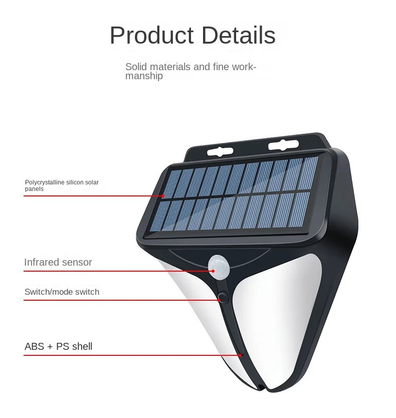 Outdoor Light IP65 Solar Powered Street Light Waterproof Security LED Flood Lights Yard Garden