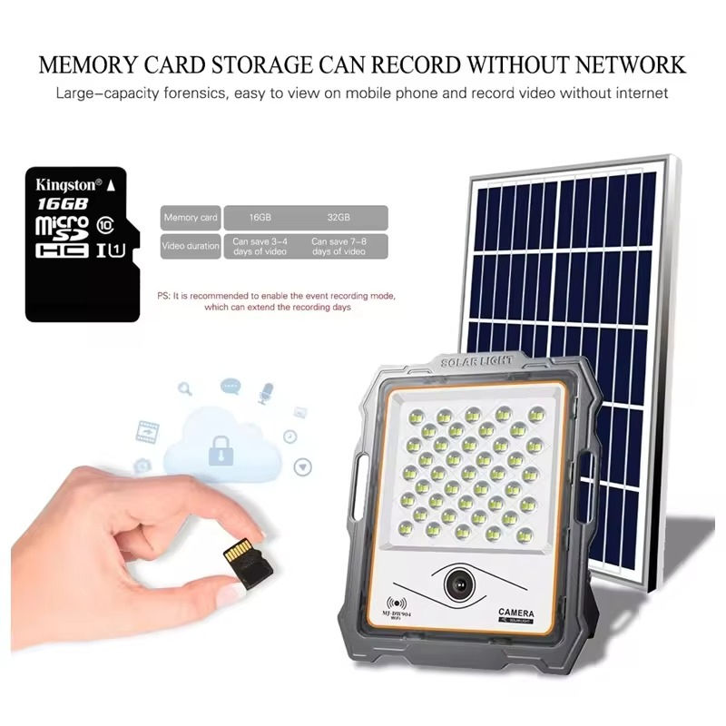 2024 Easy Operation 100W Solar Street Light Solar Yard Lights with CCTV Camera Waterproof LED Flood Light Radar Sensor