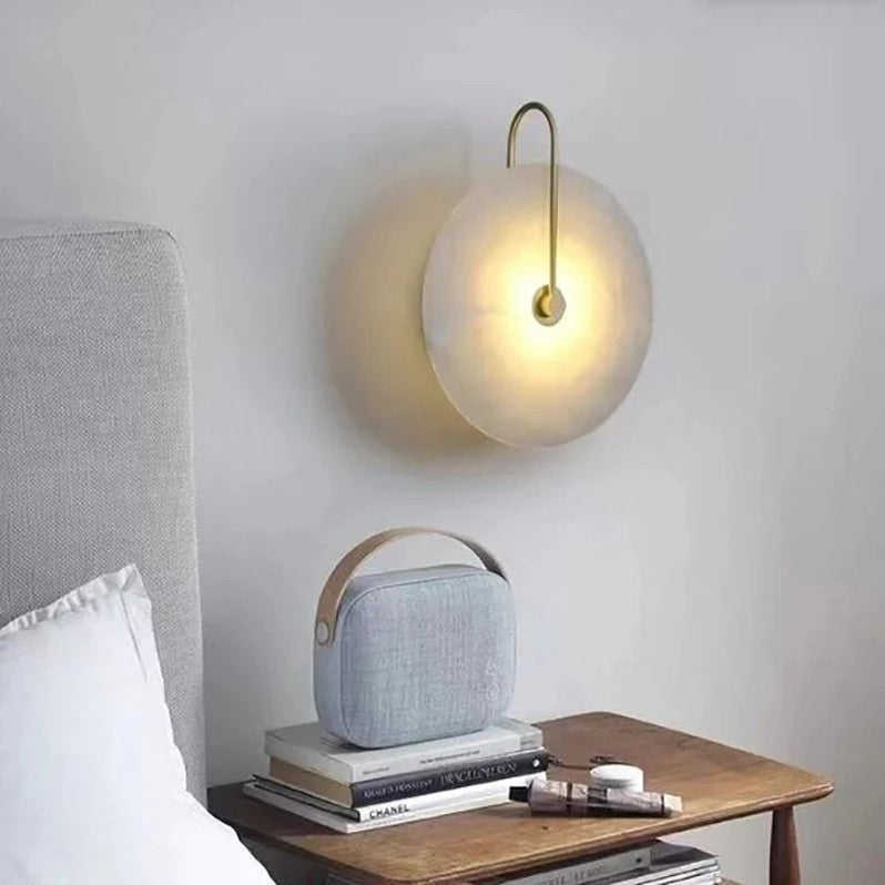 Modern Art LED Marble Wall Lamp Creative Round Living Room Bedroom Wall Sconce