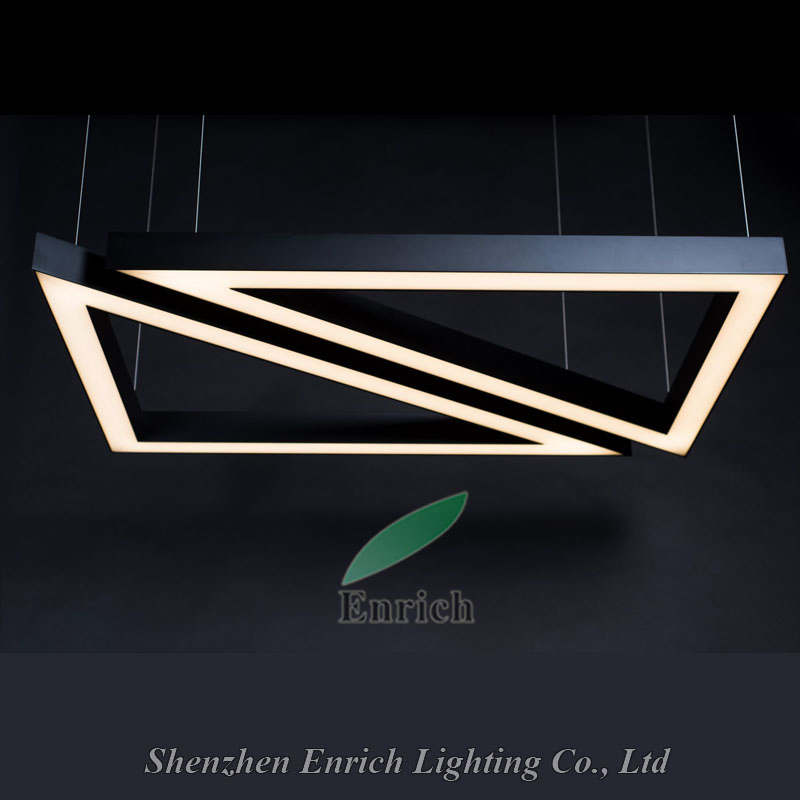 Black Aluminum-Profile Suspended LED Triangle Pendant Light with Customized Size