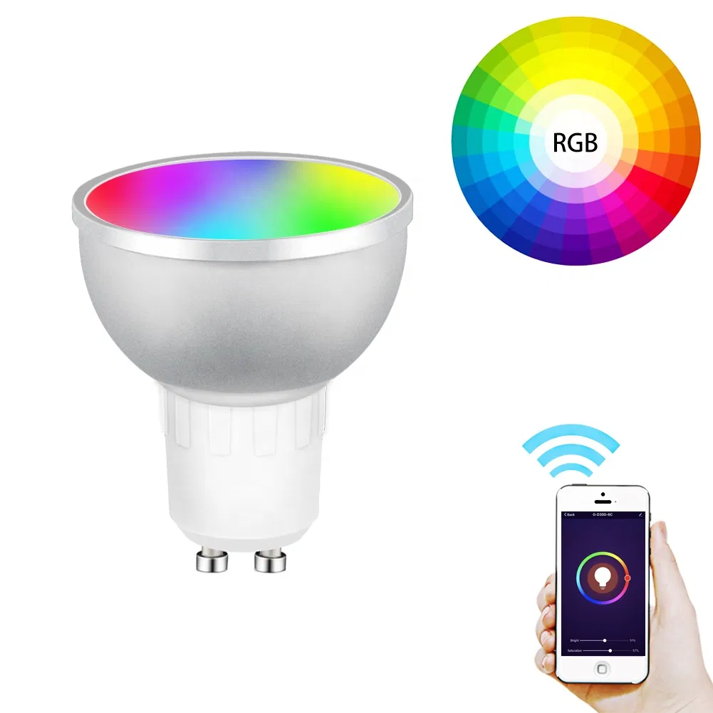Hot Sale 5W 400lm Rgbcw WiFi Smart LED Bulb GU10 Music Color Changing AC/DC 12V for Home Decoration Google Home