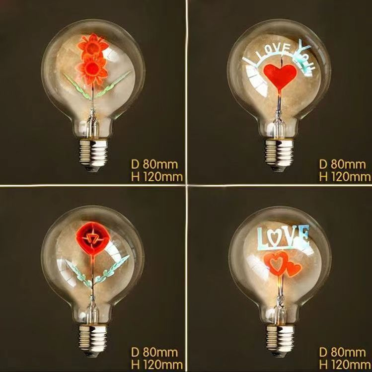 2024 New Product 2W Heart LED Filament Vintage Decorative Edison Light Bulb