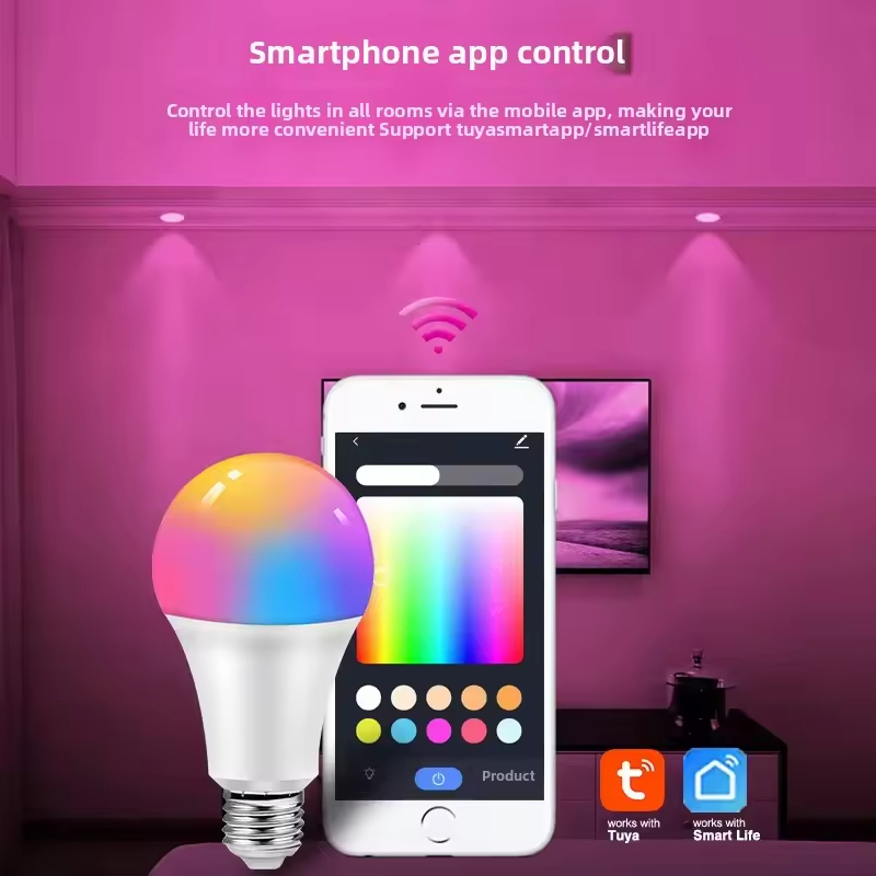 9W E26 E27 WiFi Smart LED Bulb RGB+White Dimmable Timer Stepless Dimming 110-250V Color Changing LED Lamp with Timer