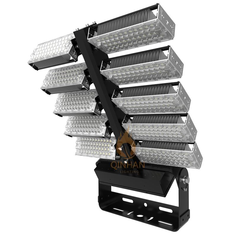 Waterproof Rotatable 160lm/W 1000W LED High Mast Flood Light Fixture for Outdoor Square Football Tennis Baseball Softball Sport Court Lighting