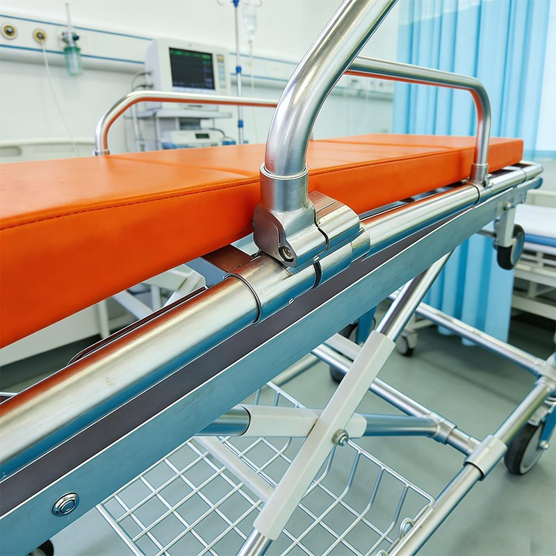 Safe Aluminum Alloy Frame Ambulance Transfer Bed with Safety Rails