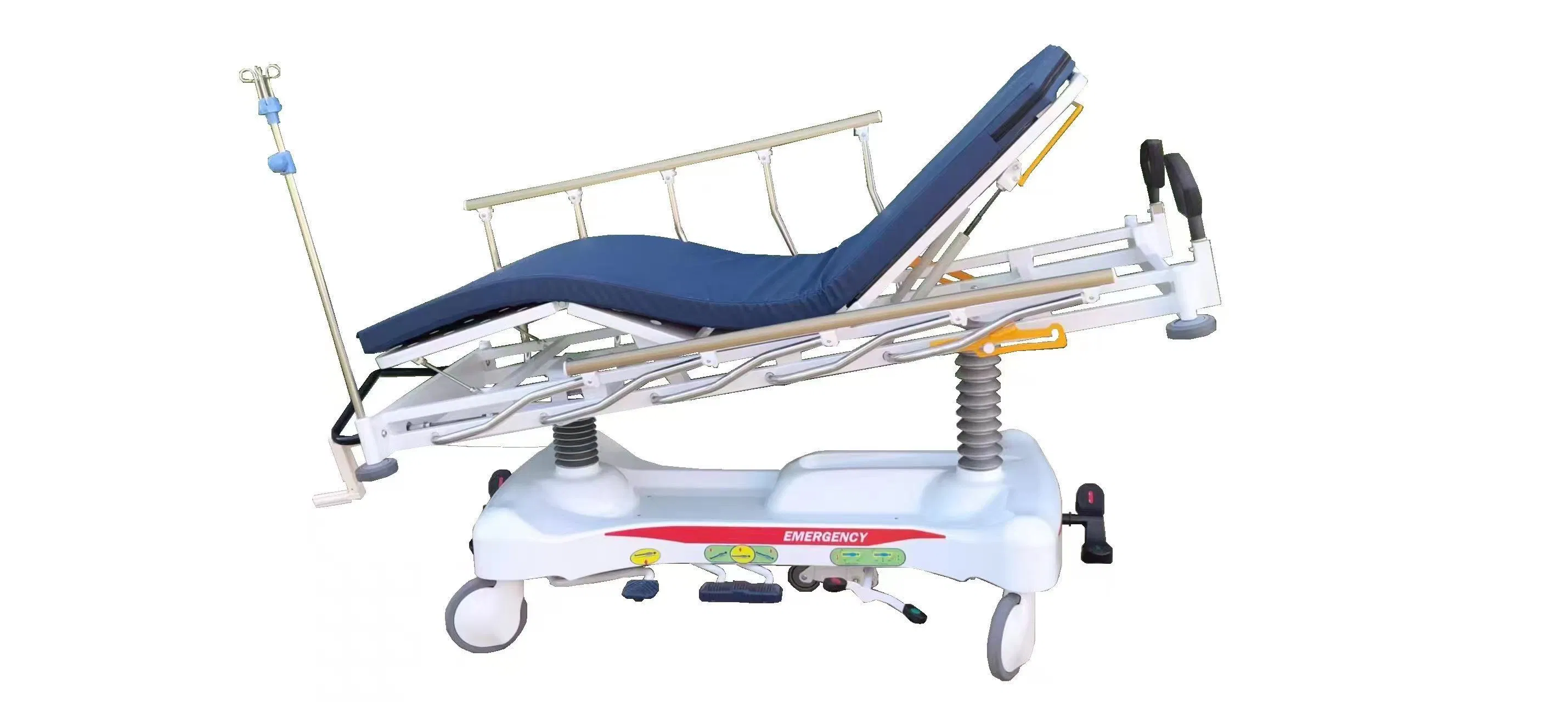 Manufacture Supply Hydraulic Trasfer Bed Adjustable Ambulance Patient Transfer Cart Hospital Emergency Stretcher Trolley Bed